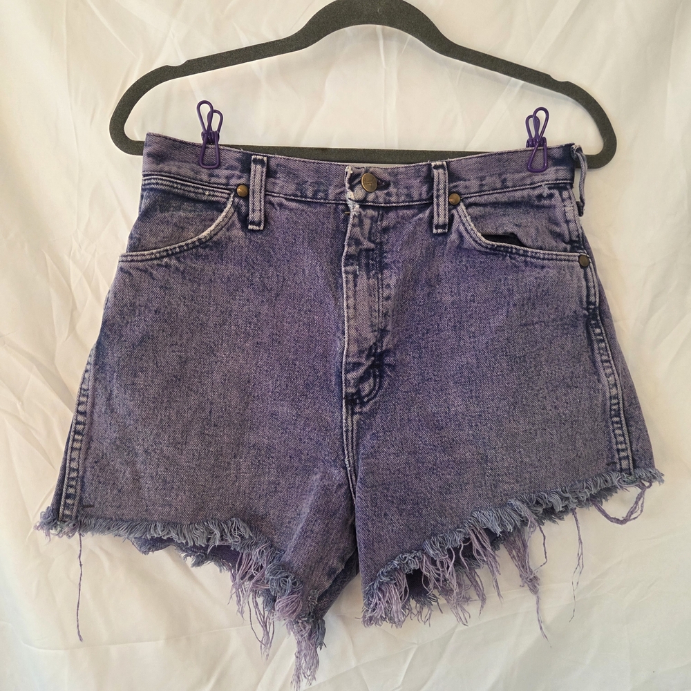Wrangler Purple Frayed Cut-off Denim Shorts 100% Cotton